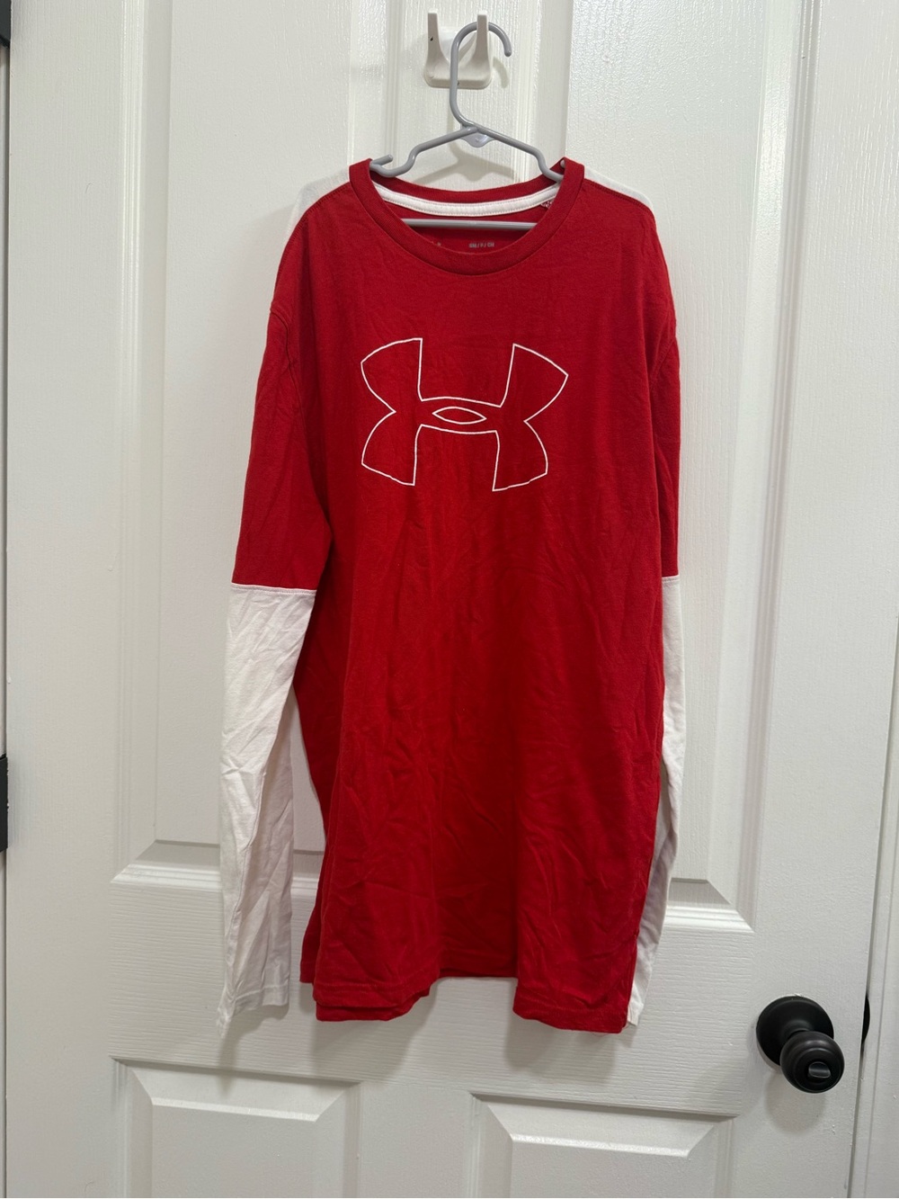 Under Armour Red Tee with White Contrast Sleeves small kid